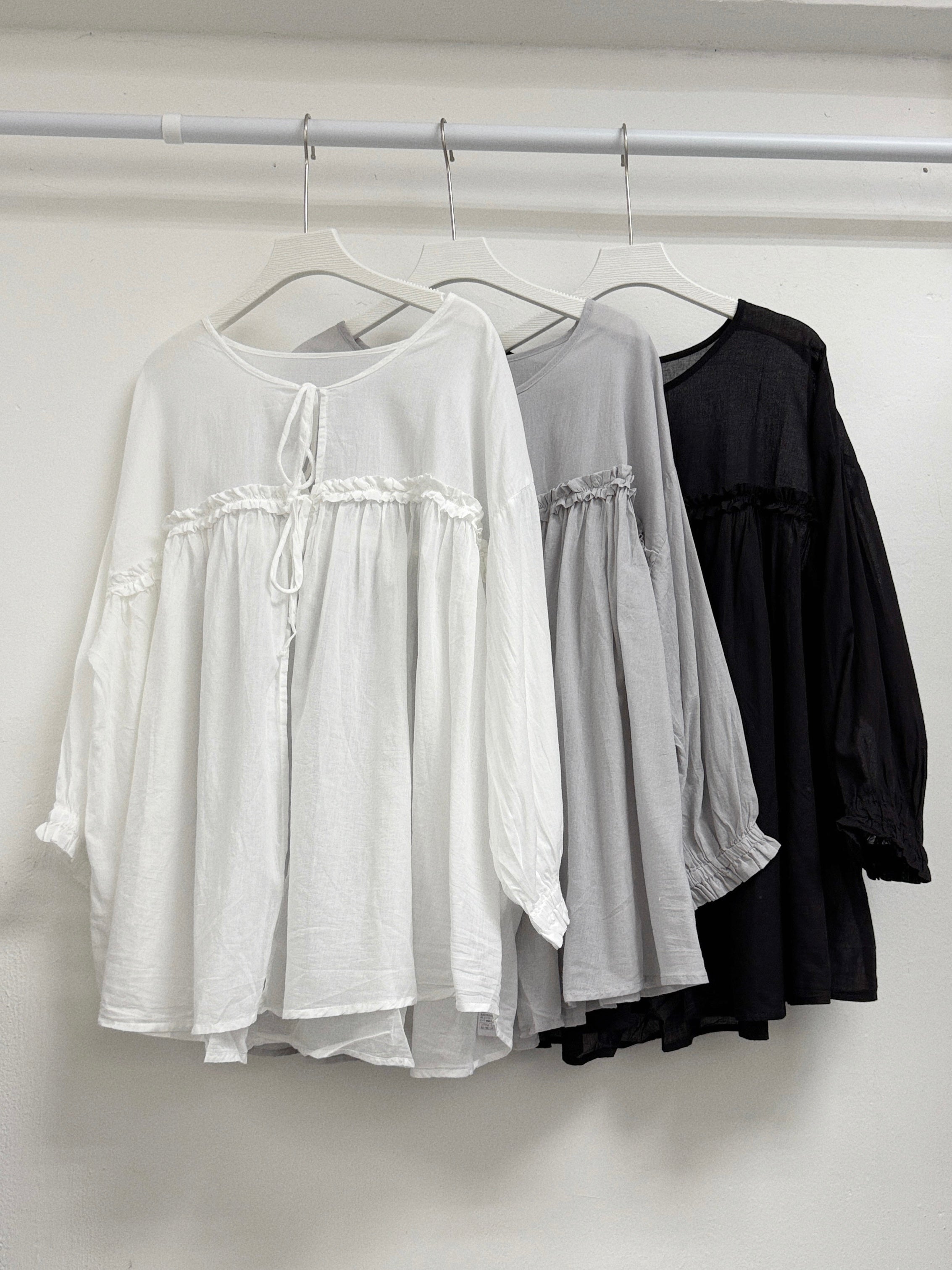 推！ruffle邊綁帶薄外襯丨白