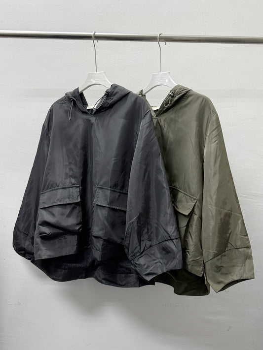 【SALE】嗦嗦風褸料口袋連帽上衣（內有薄棉內里）丨2 col