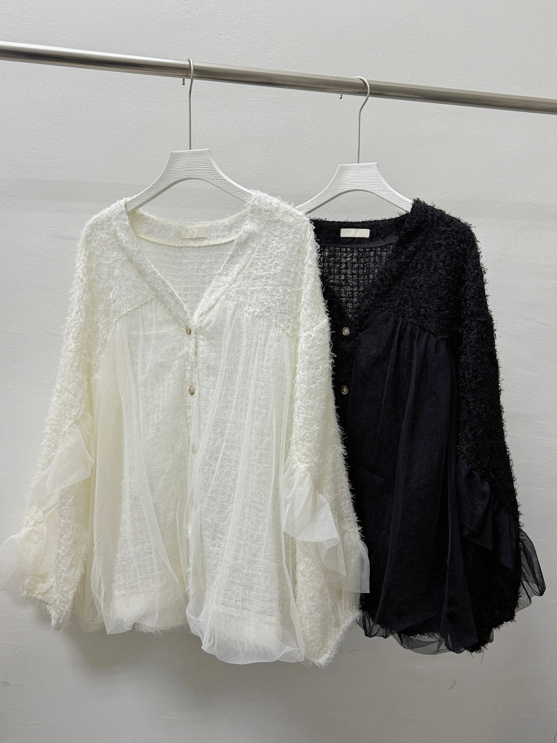 蘇蘇暗格拼紗泡型外襯丨2 col