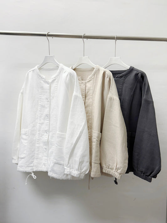 【SALE】棉料束袖口袋外套丨杏 灰