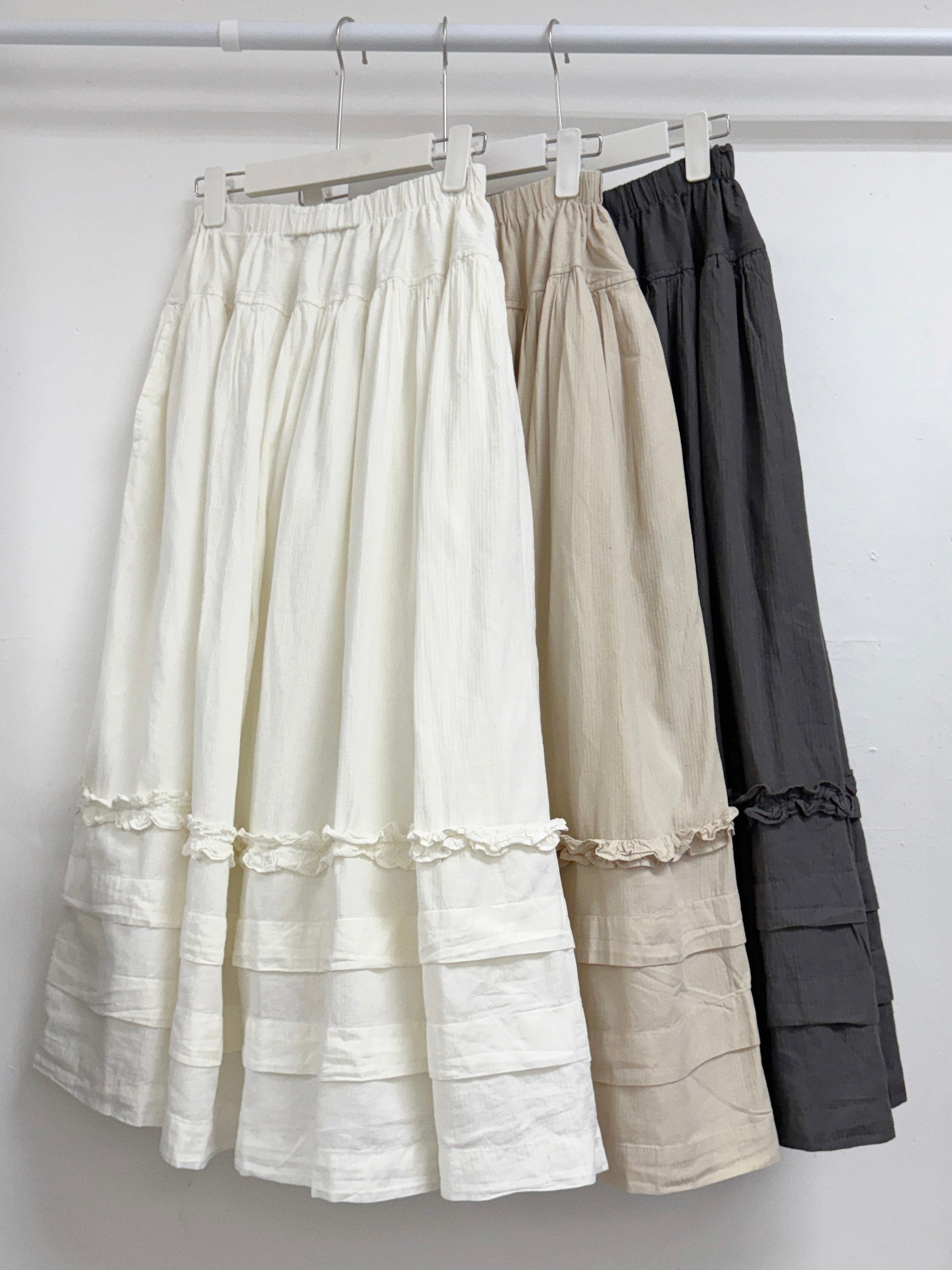 ruffle花邊壓褶半身裙丨3 col