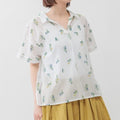 【SALE】花束pattern棉紗小v領恤丨2 col