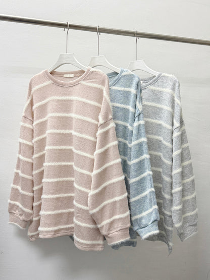 【SALE】針織條紋上衣丨藍