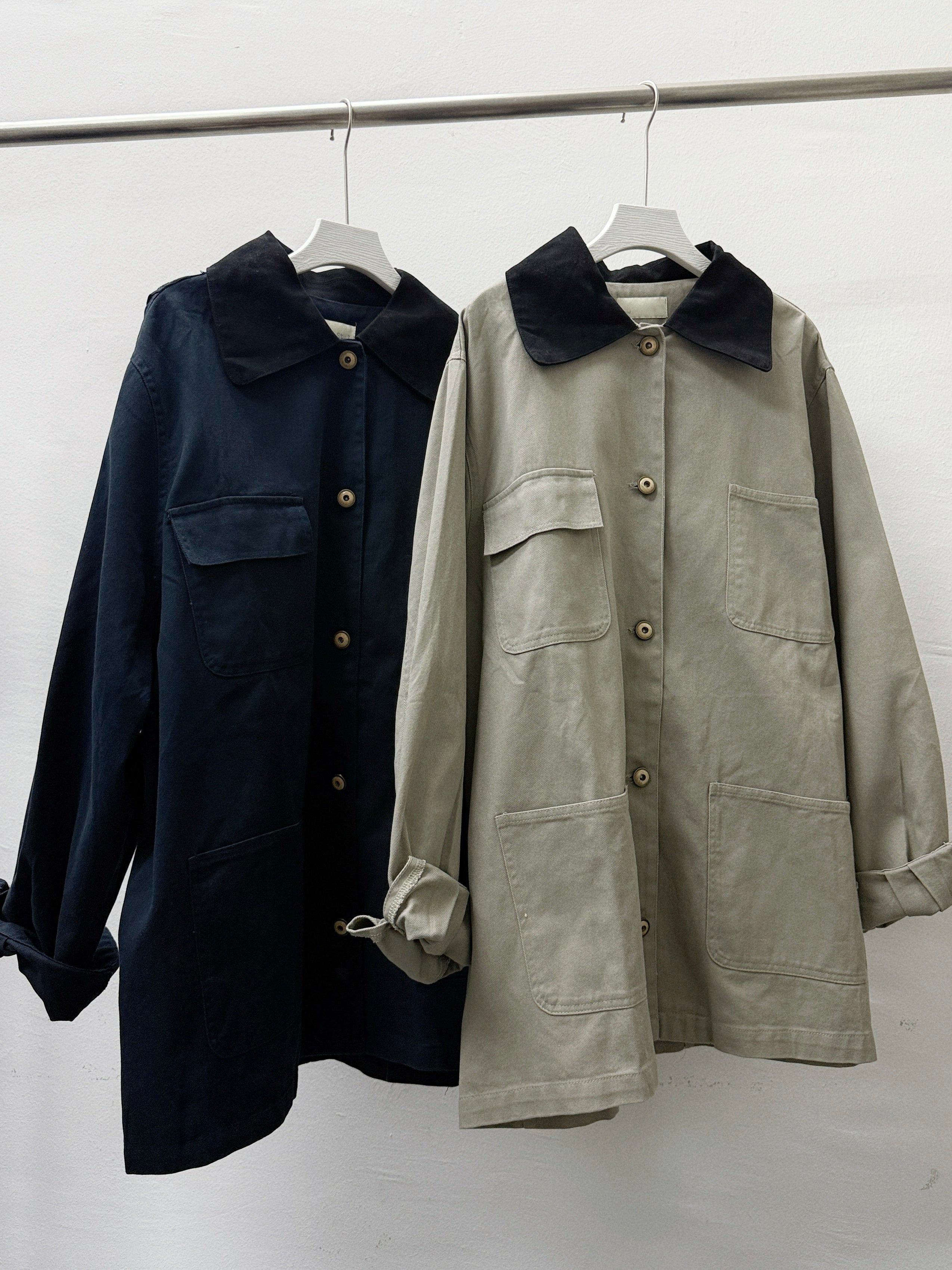 拼色領口斜布外套丨2 col