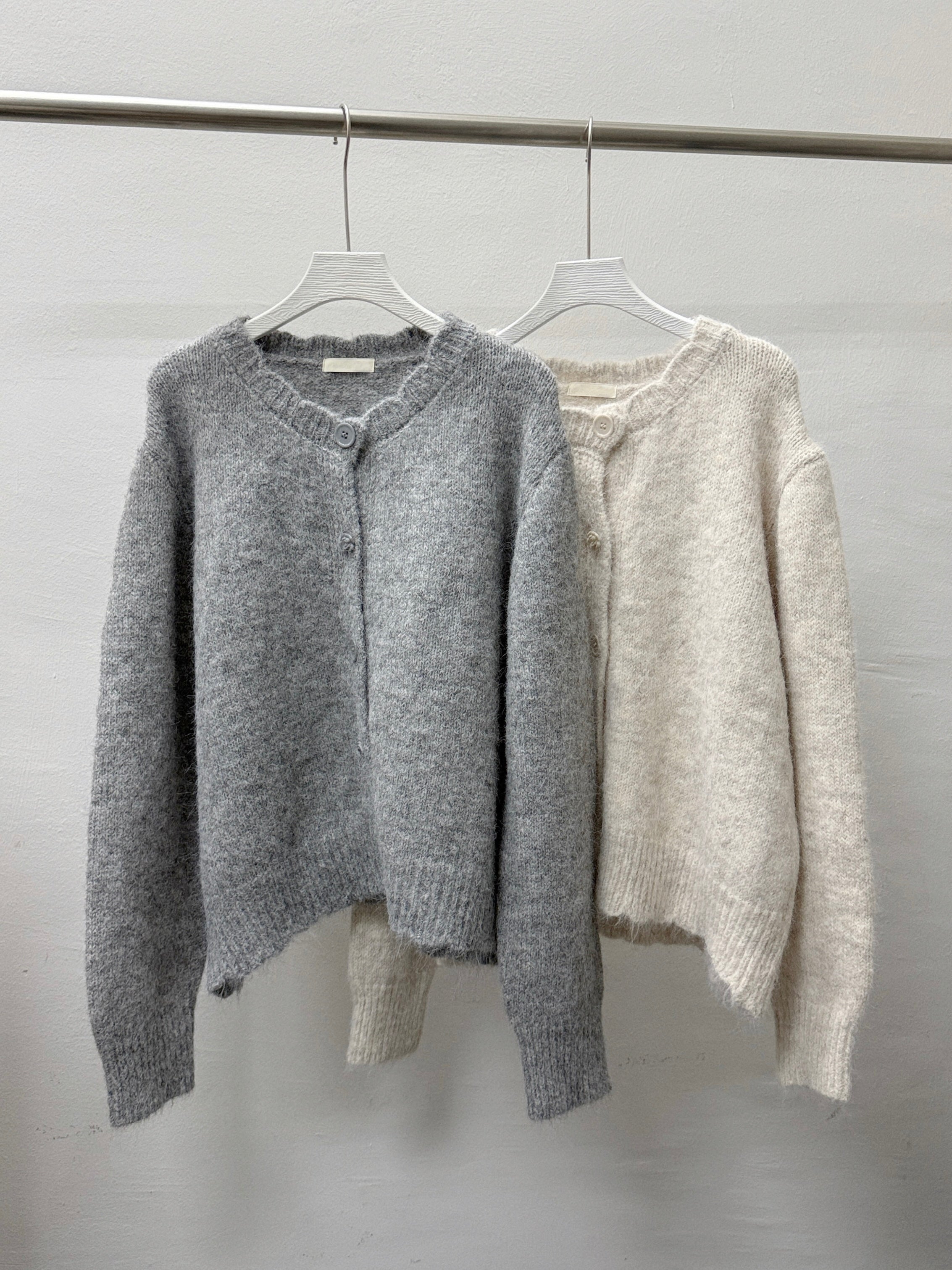 拼花紋鈕扣開胸毛衣外套丨2 col