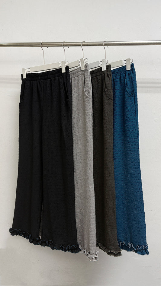 日系褲腳ruffle邊樹紋褲丨6 col