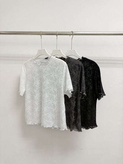 【新品優惠】蝴蝶結花紋半透上衣丨3 col