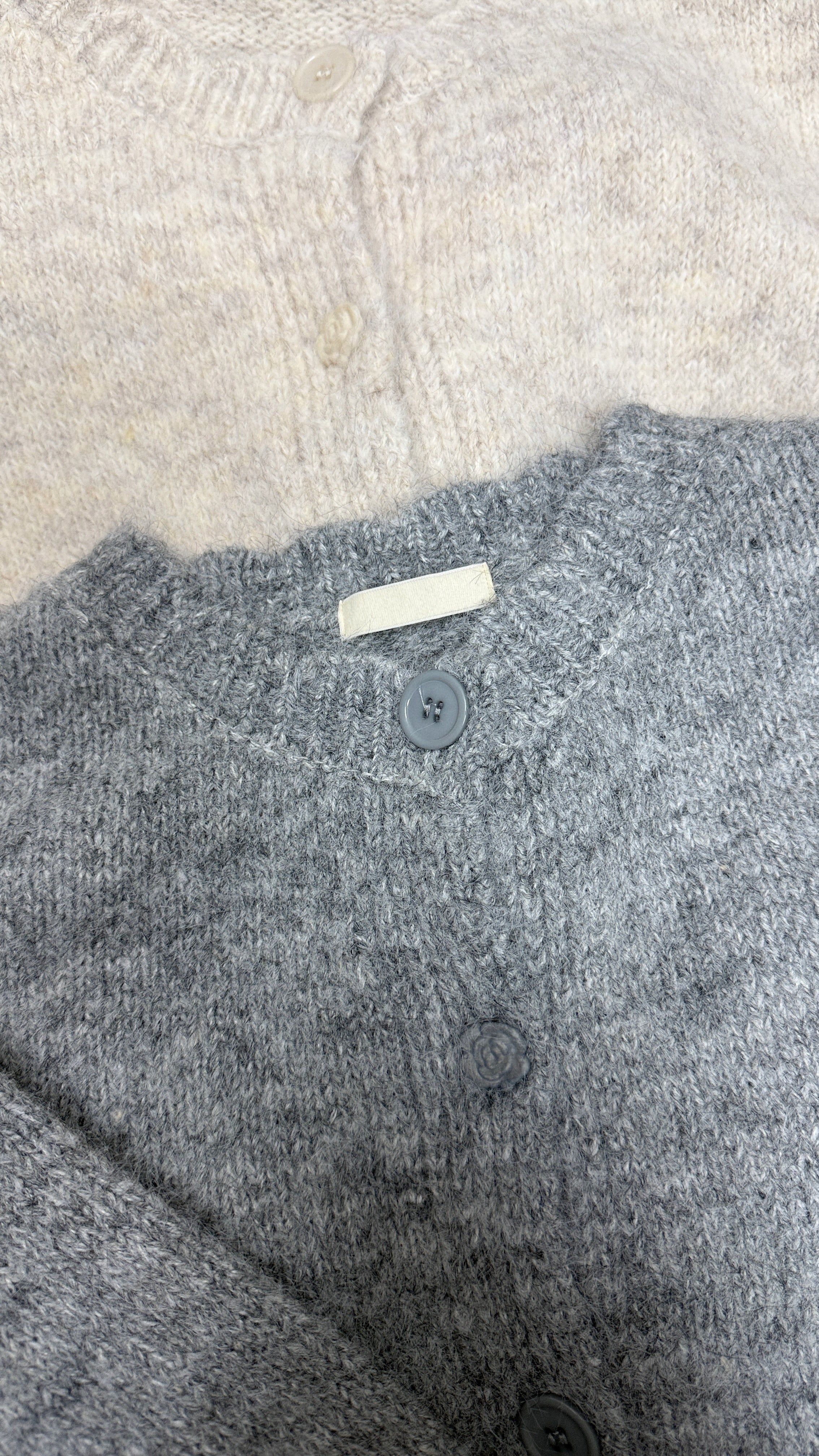 拼花紋鈕扣開胸毛衣外套丨2 col