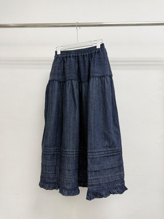 重工壓褶ruffle邊牛仔裙