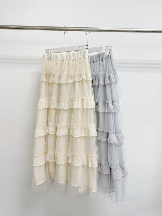 推~棉紗拼紗層層半身裙丨2 col