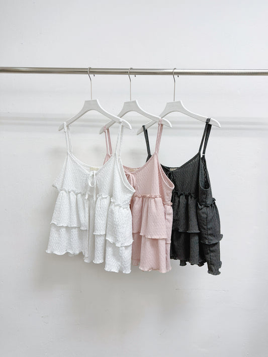 層層ruffle暗紋綁帶外搭丨3 col