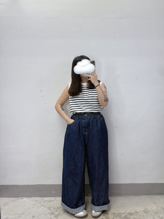 basic棉料圓領條紋背心丨2 col