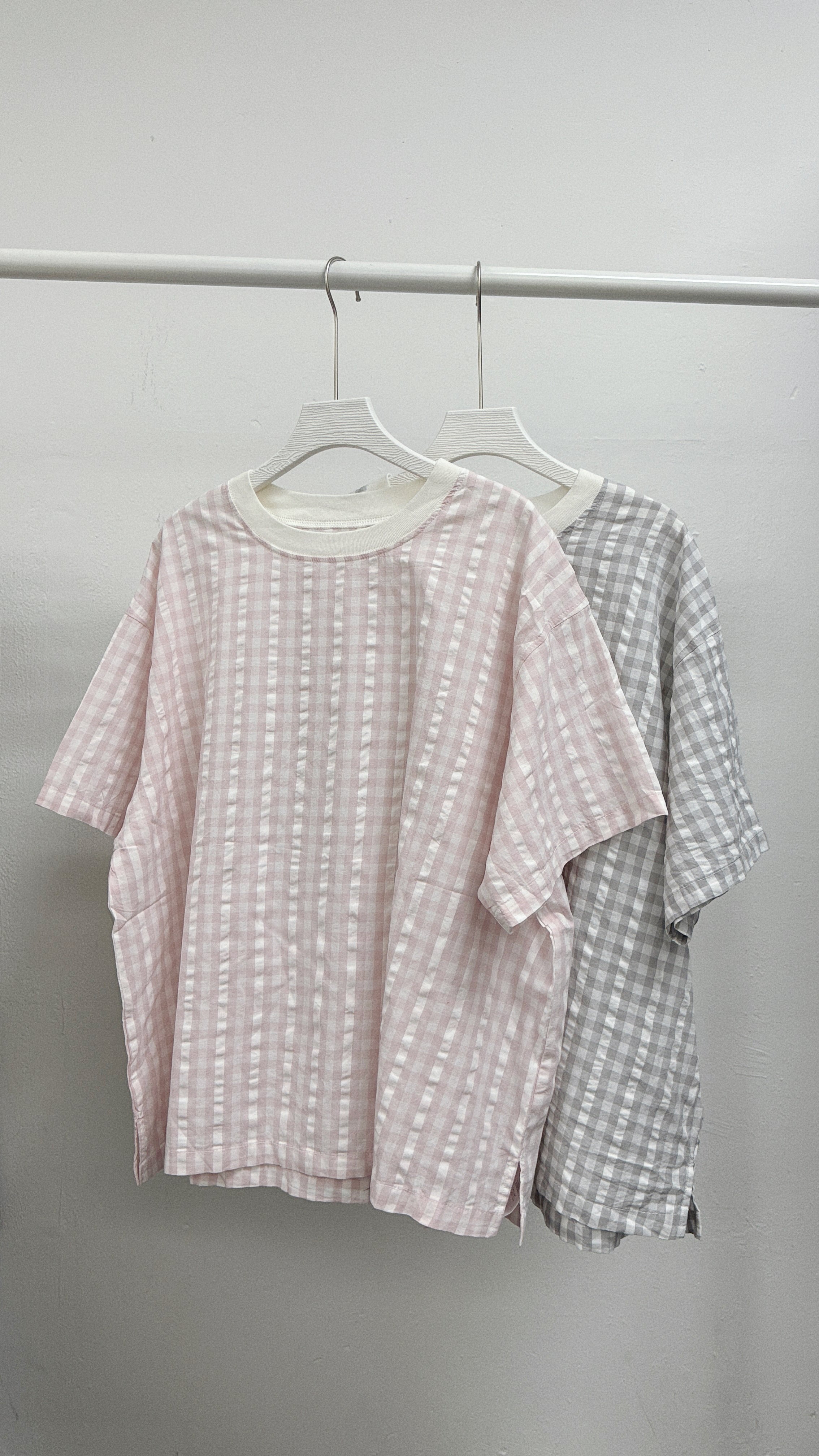 【SALE】圓領格紋top丨2 col