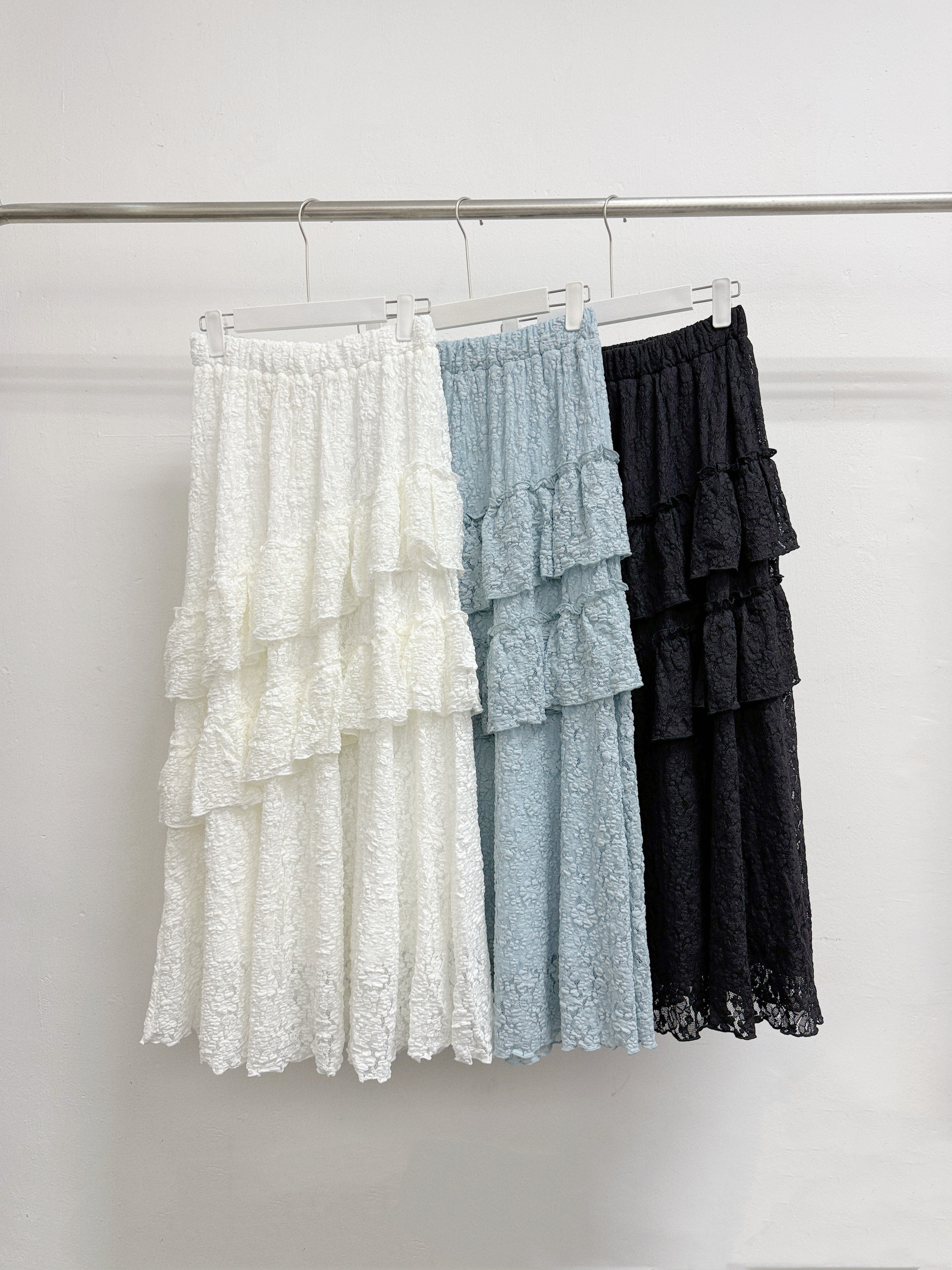 lace ruffle邊半身裙丨3 col