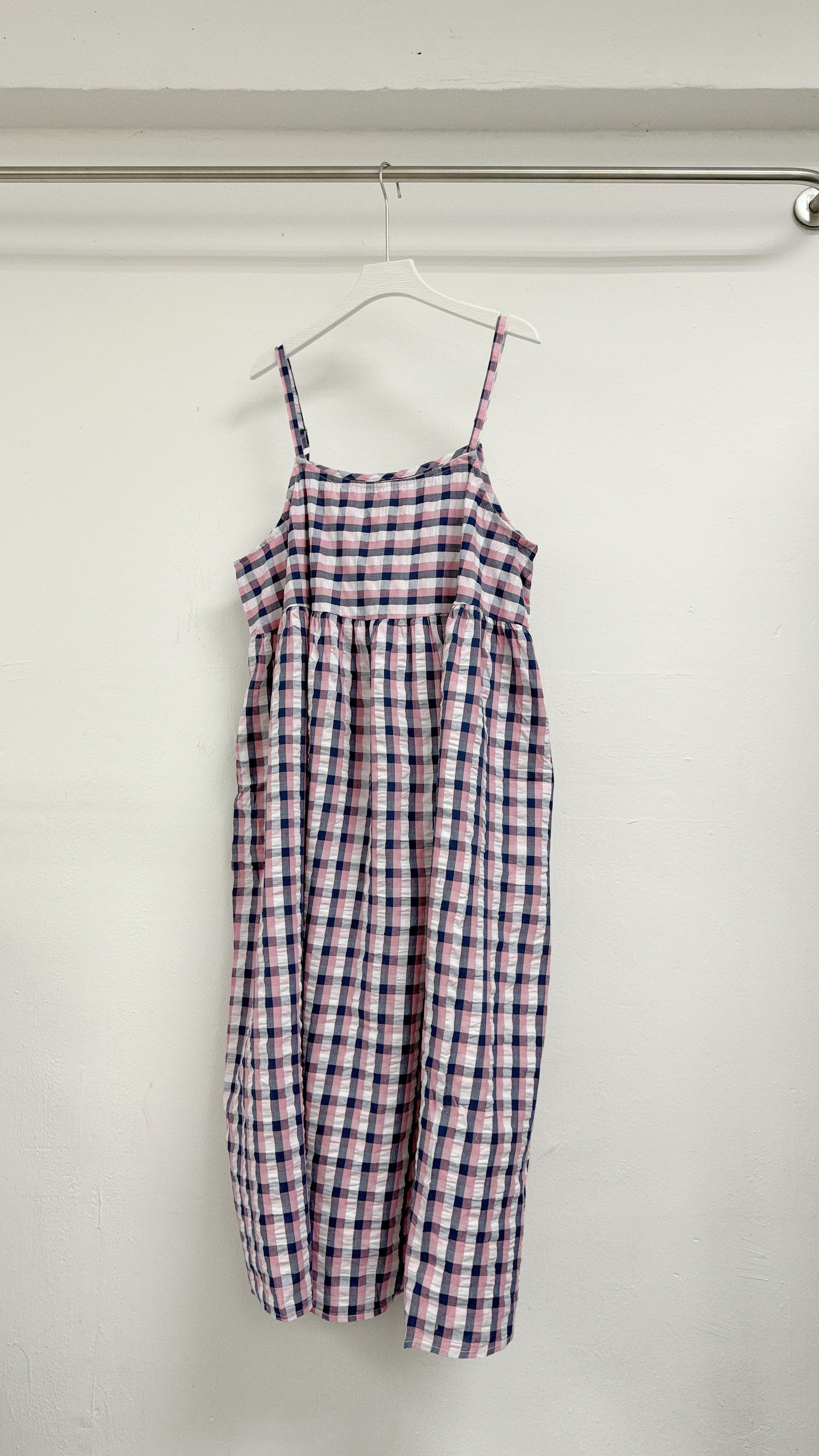 【SALE】泡泡棉拼色格紋ops