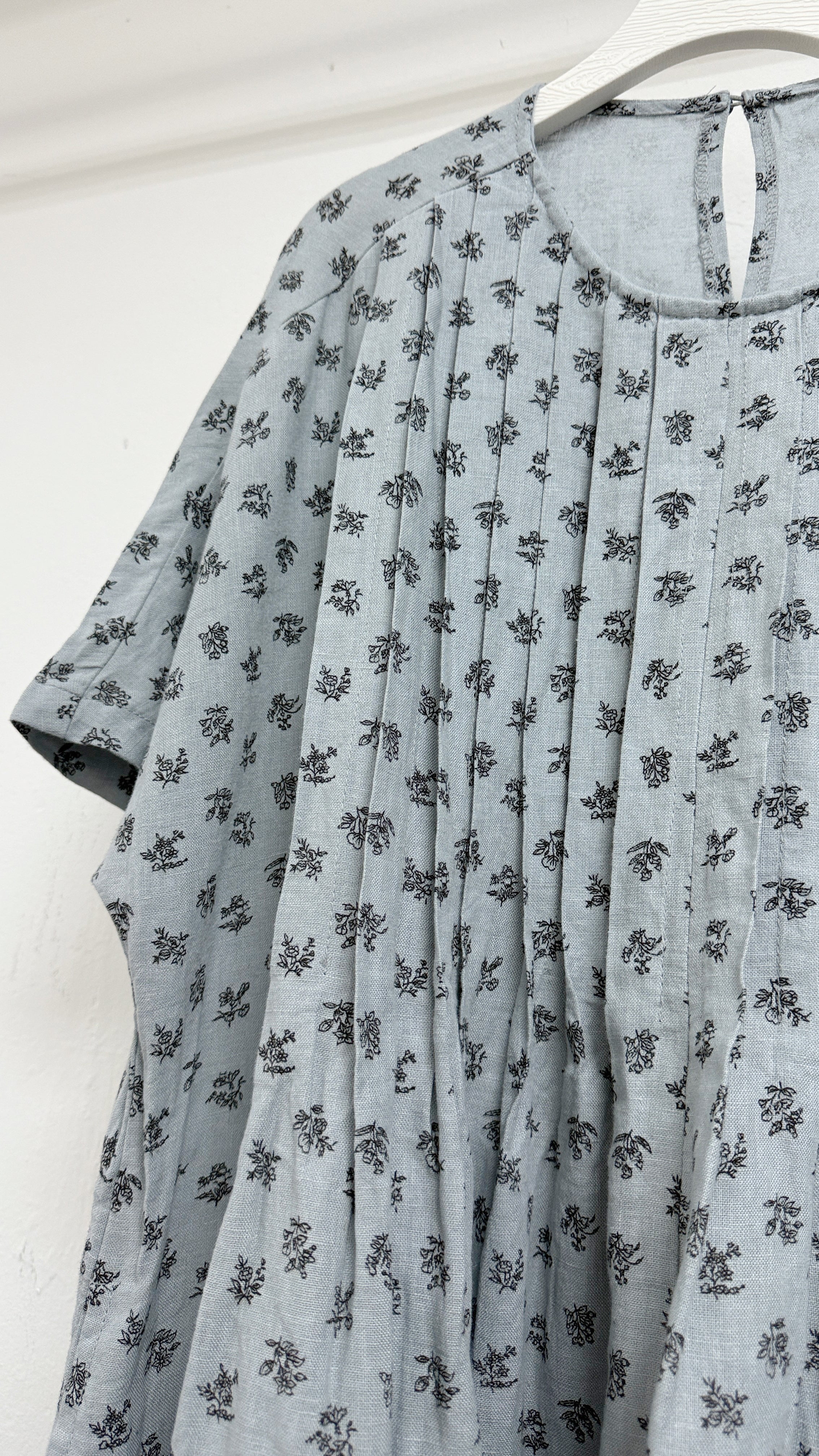 花花紋全麻質百褶ops