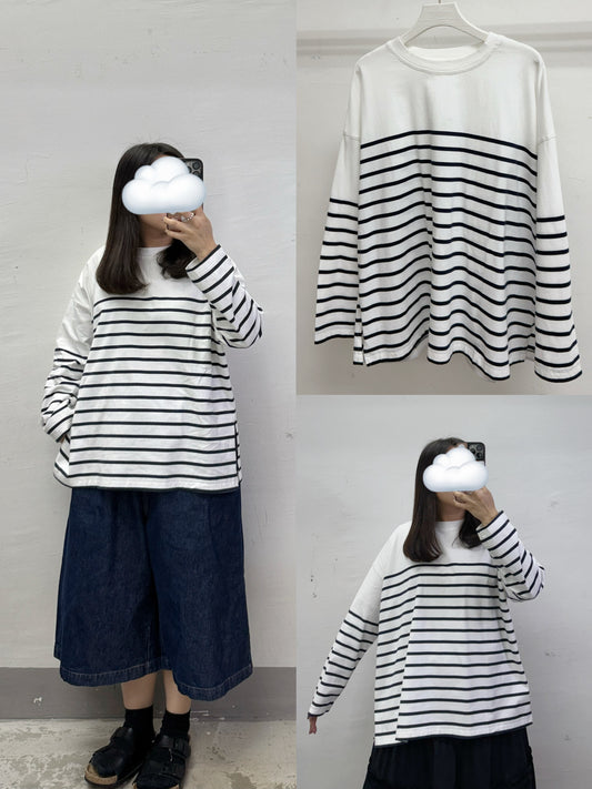 【comeback】簡約側開叉條紋上衣