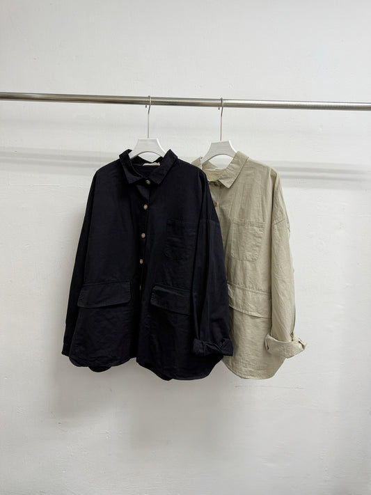 嗦嗦料反領口袋外襯丨2 col