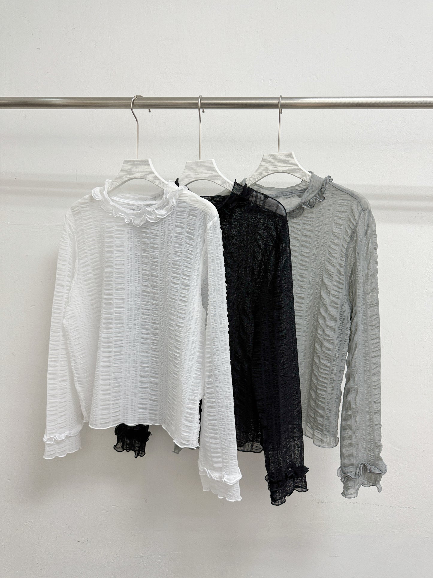【SALE】花邊ruffle領透透打底丨灰
