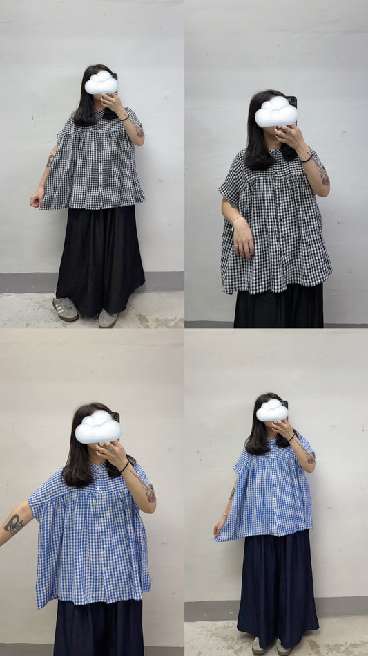 【SALE】舒服棉料格紋top丨藍