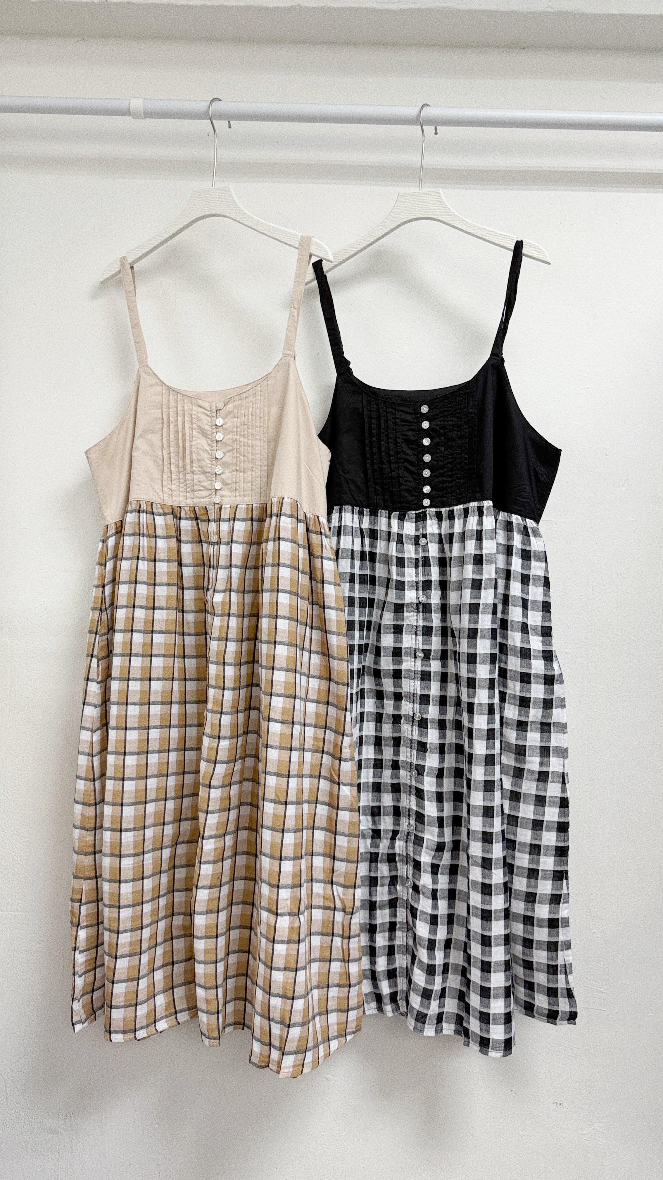 【新品優惠】拼布bb棉格紋吊帶ops丨2 col