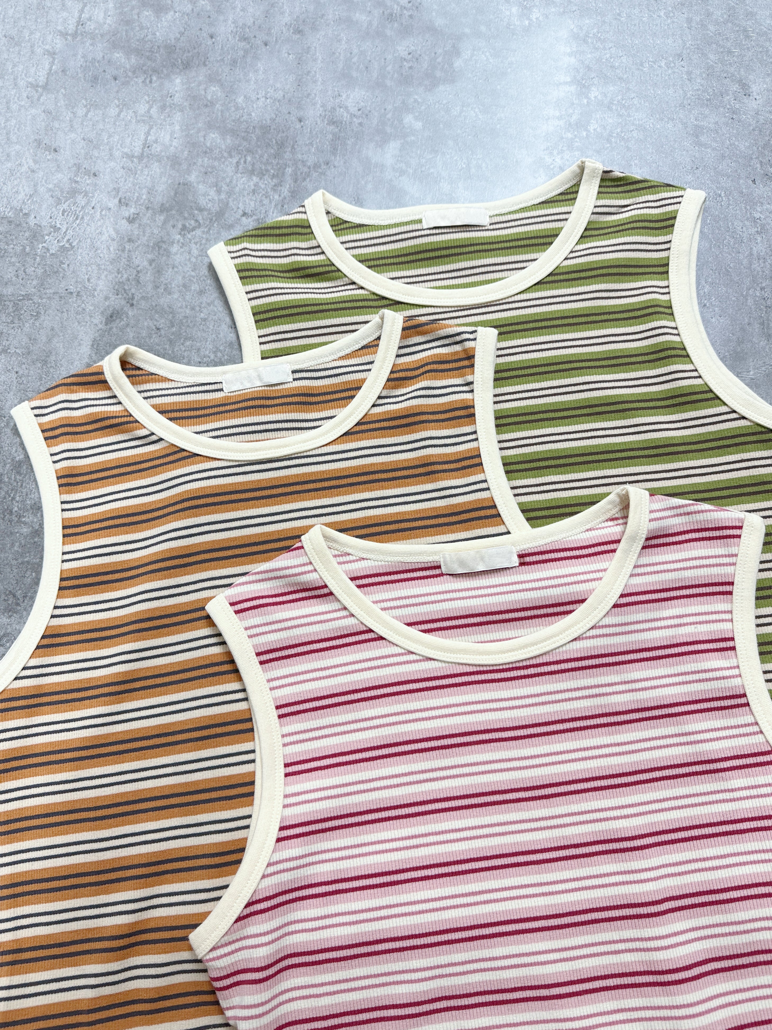 【SALE】拼色條紋背心丨3 col