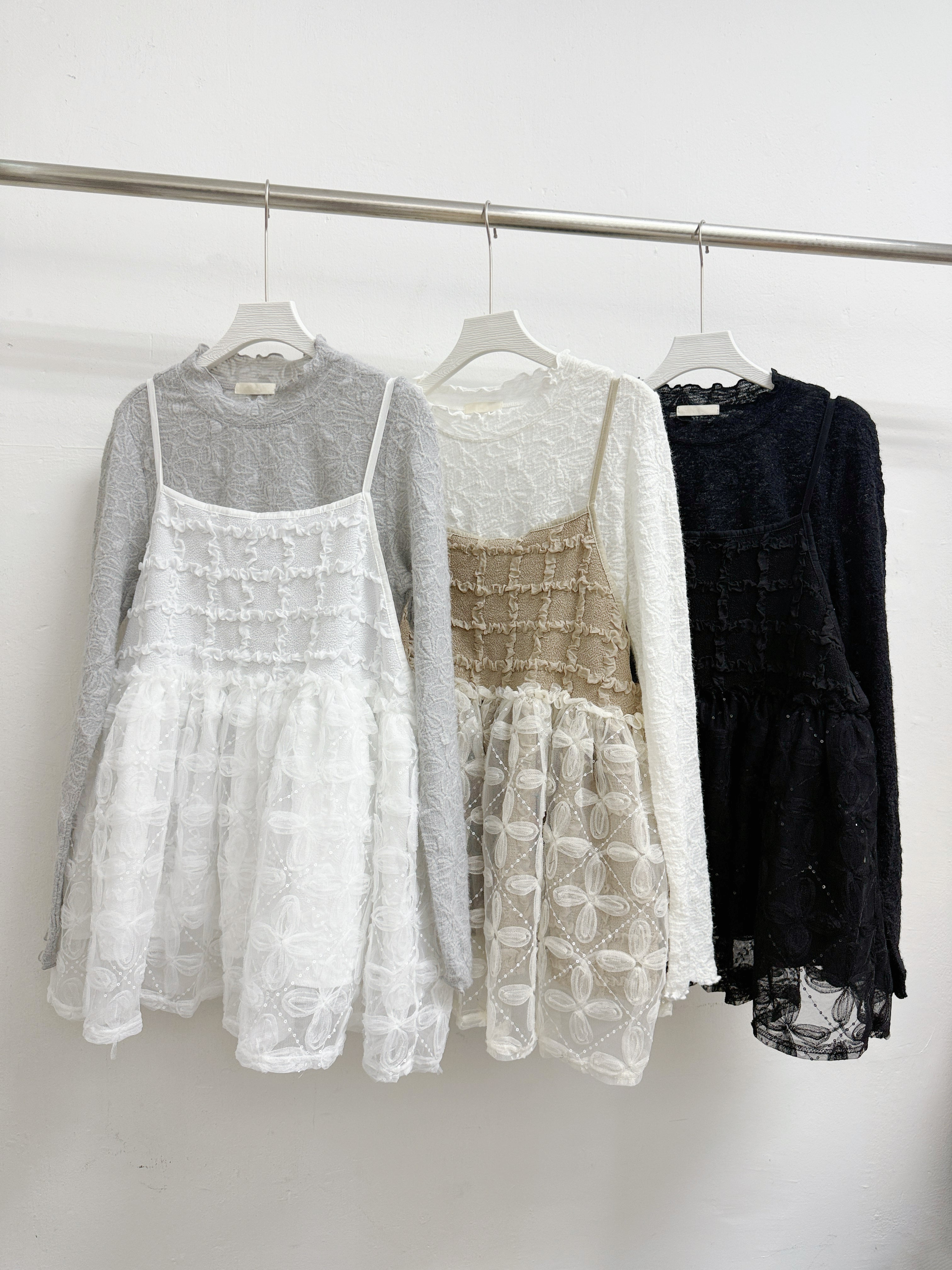 重工～立體花紋拼紗外搭丨3 col