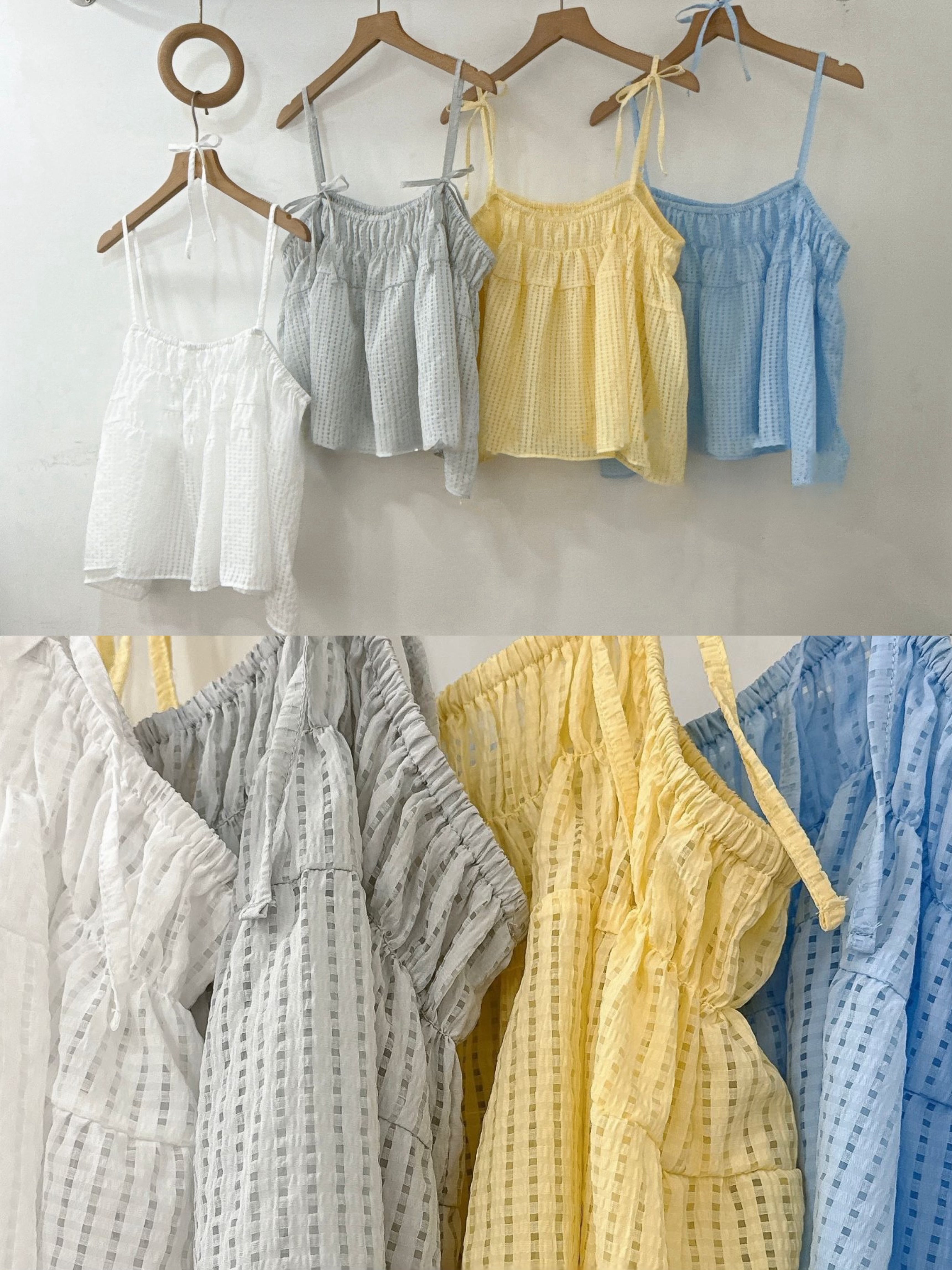 【SALE】格紋綁帶外搭丨灰