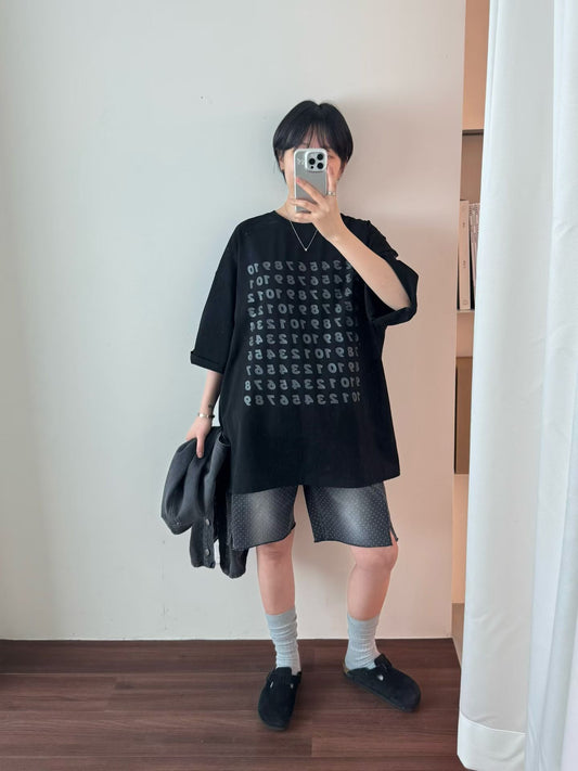 數字印花oversize上衣丨4 col