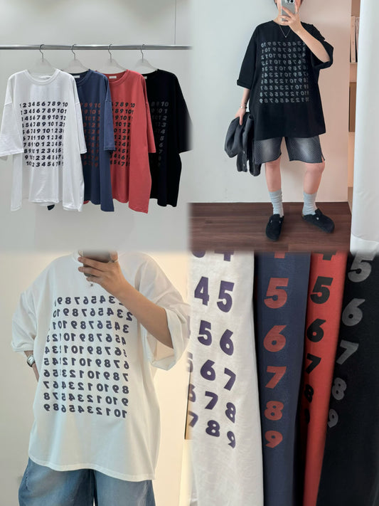數字印花oversize上衣丨4 col