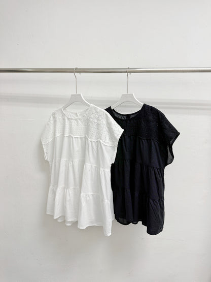 【新品優惠】刺繡通花層層上衣丨2 col