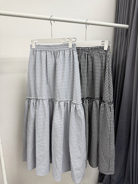 【SALE】ruffle邊格仔半身裙丨2 col