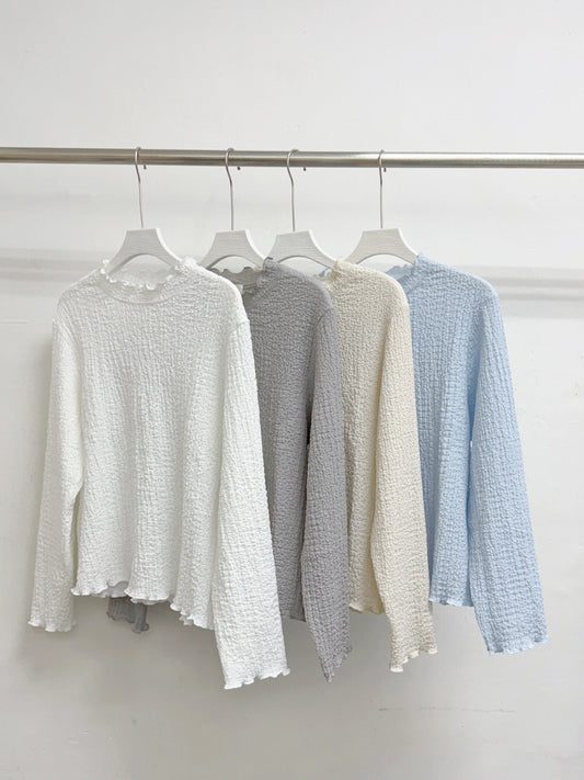 【SALE】皺皺紋打底上衣丨杏 灰