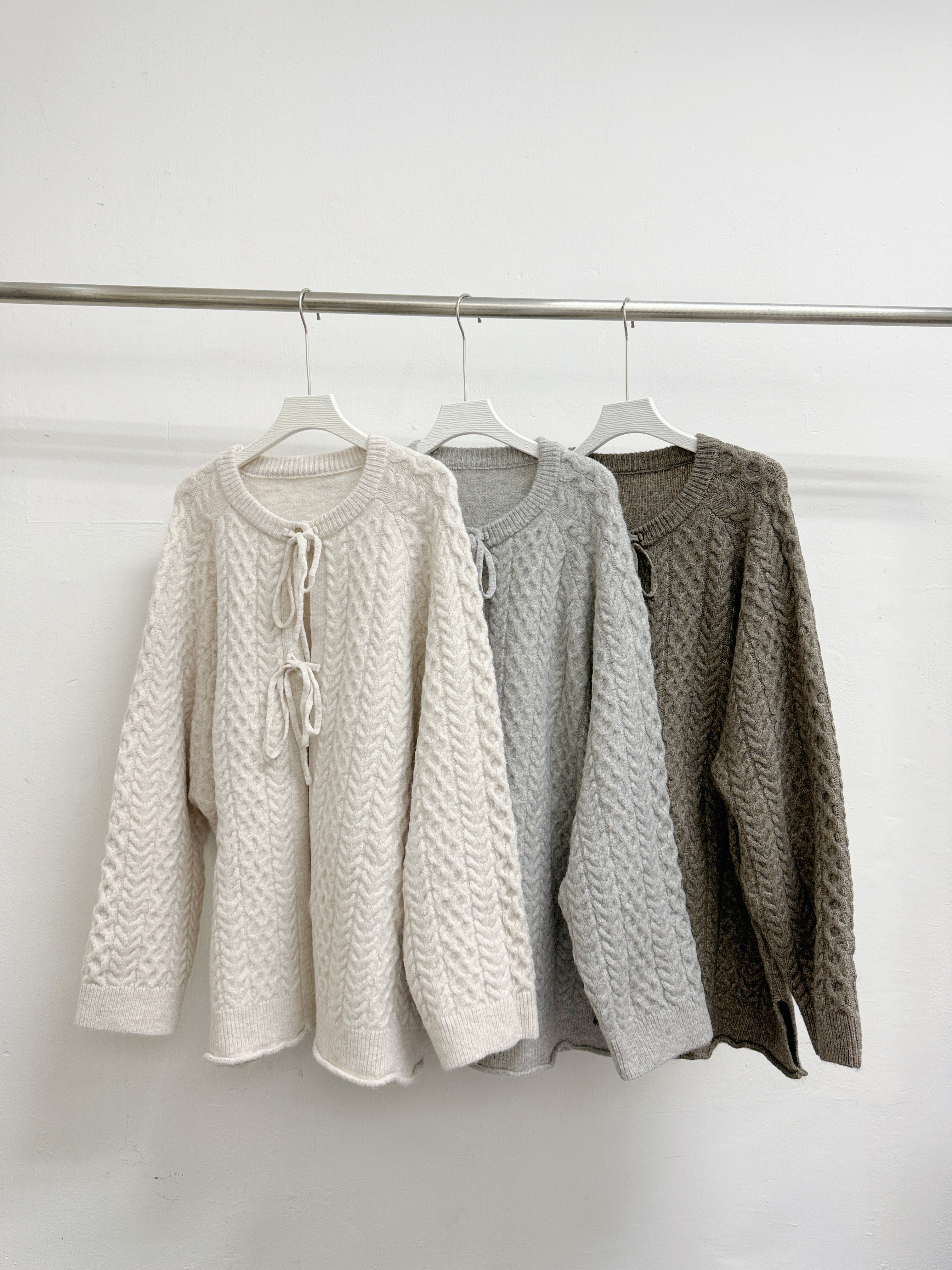 麻花紋綁帶冷外套丨3 col