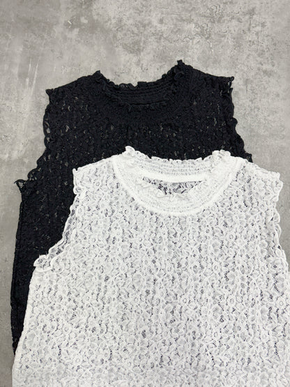 【新品優惠】ruffle領lace花紋背心丨2 col