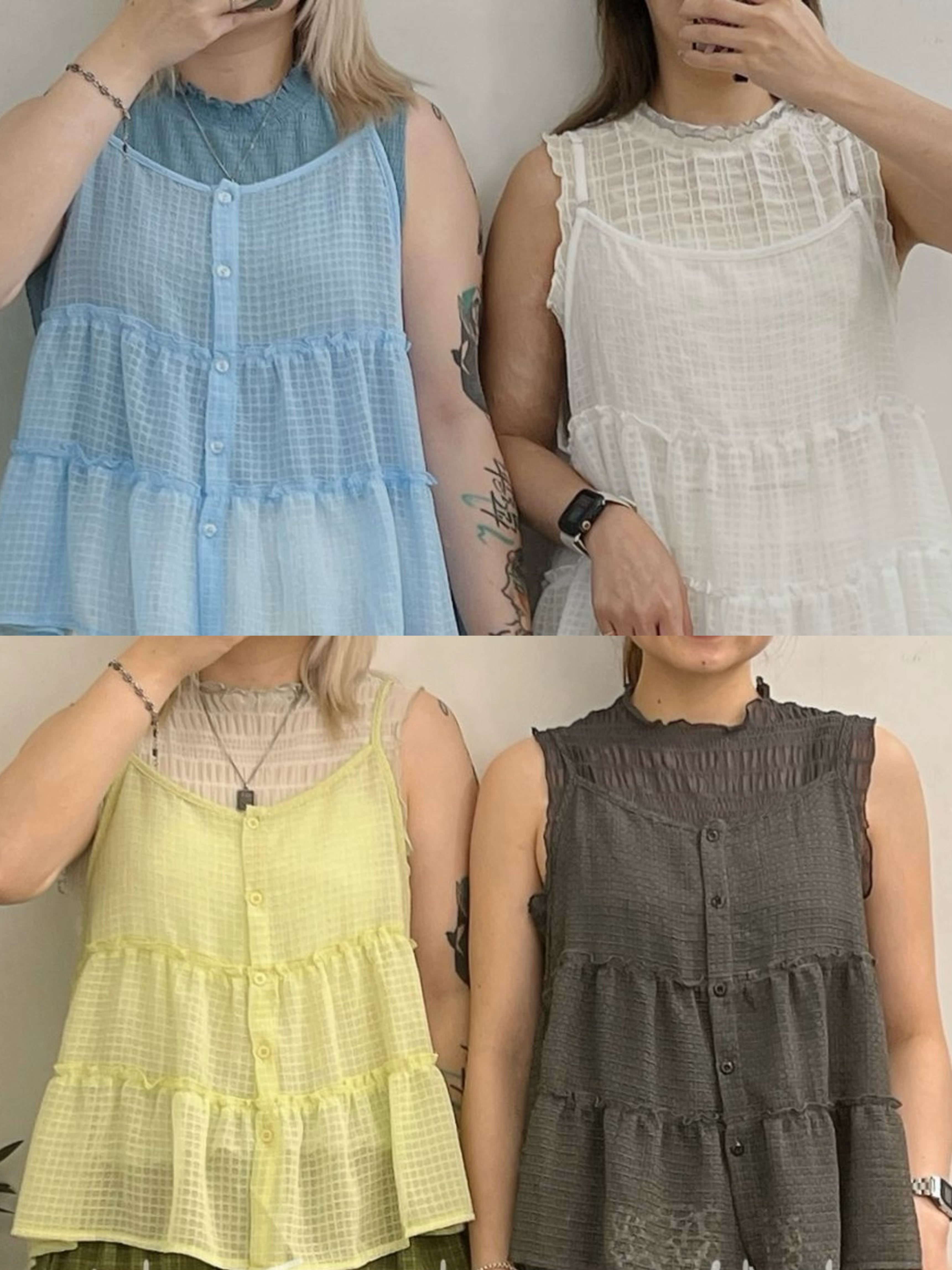 【SALE】透透格紋外搭丨4 col