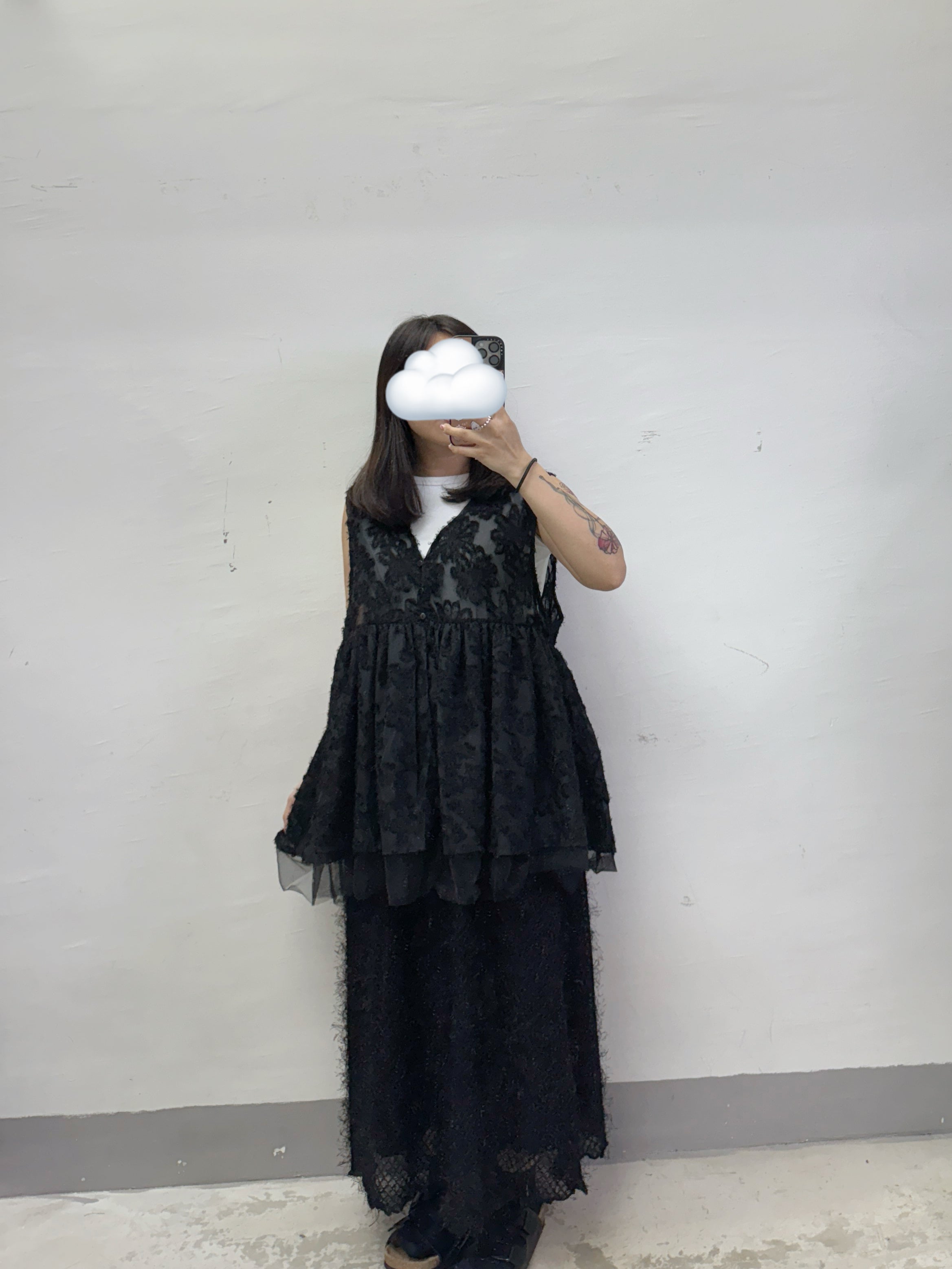 【SALE】蘇蘇花紋拼紗外搭丨紫 粉