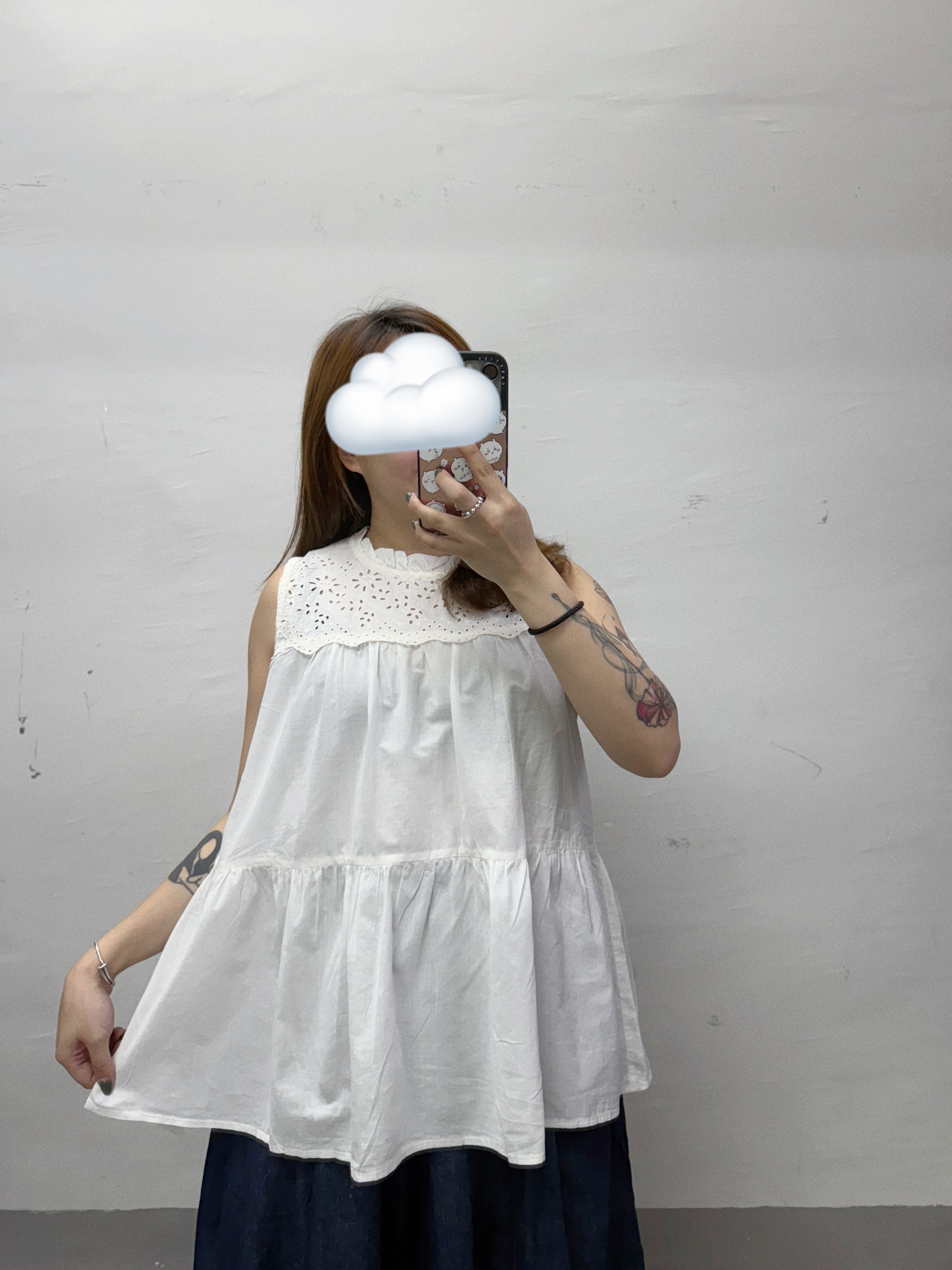 【Happy Price】ruffle領拼通花背心丨2 col