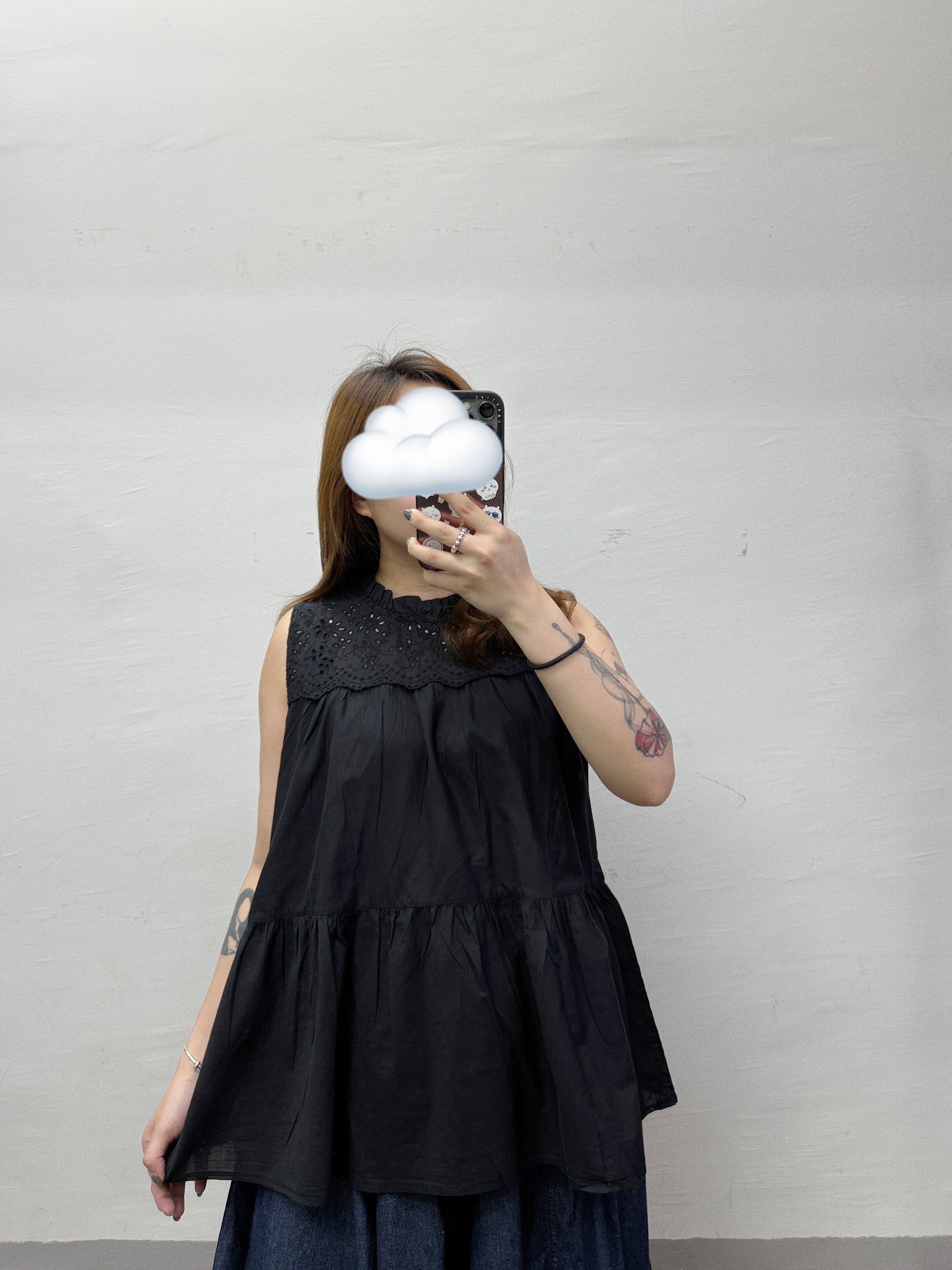 【Happy Price】ruffle領拼通花背心丨2 col