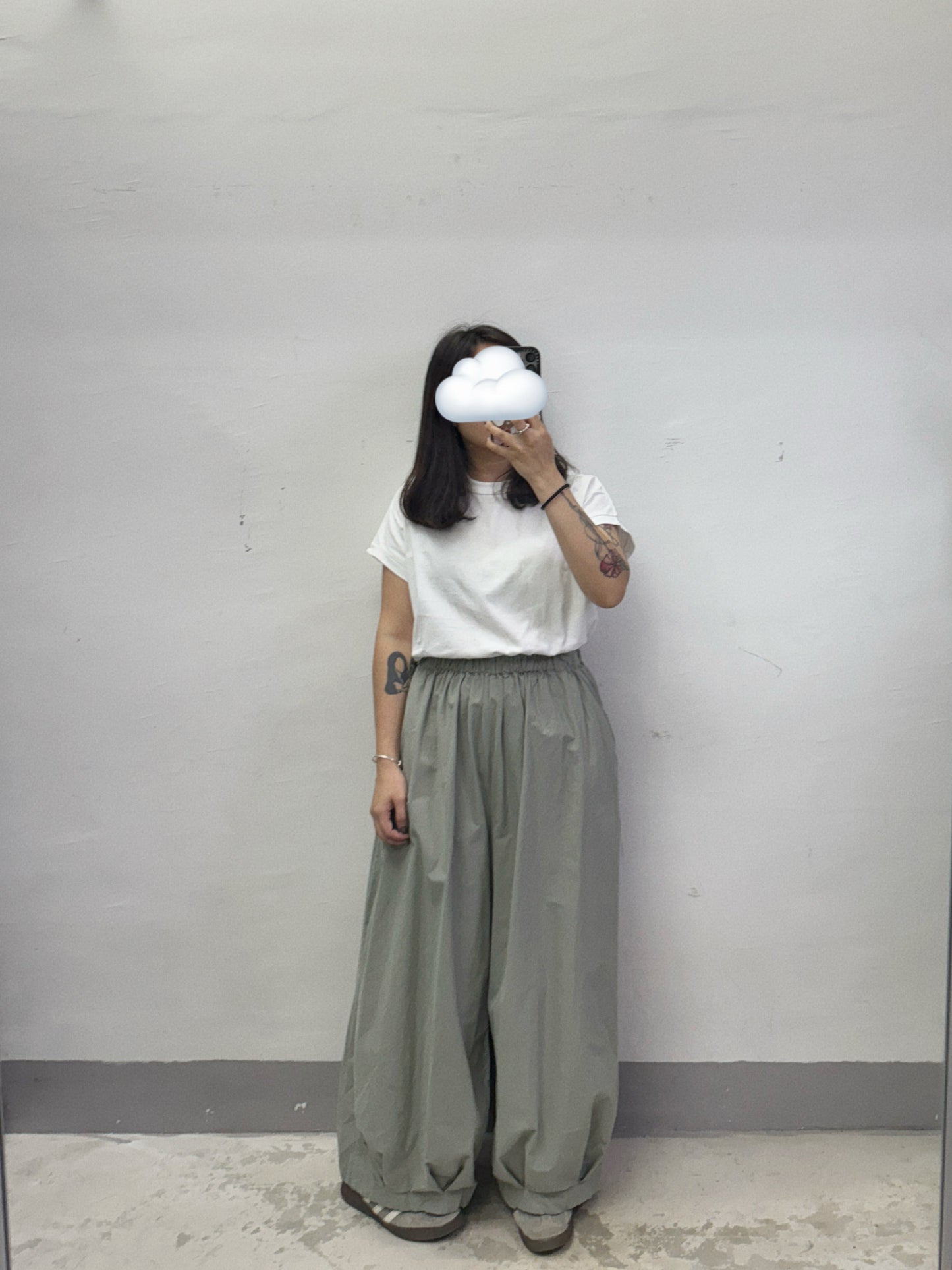 全橡筋嗦嗦闊褲丨綠