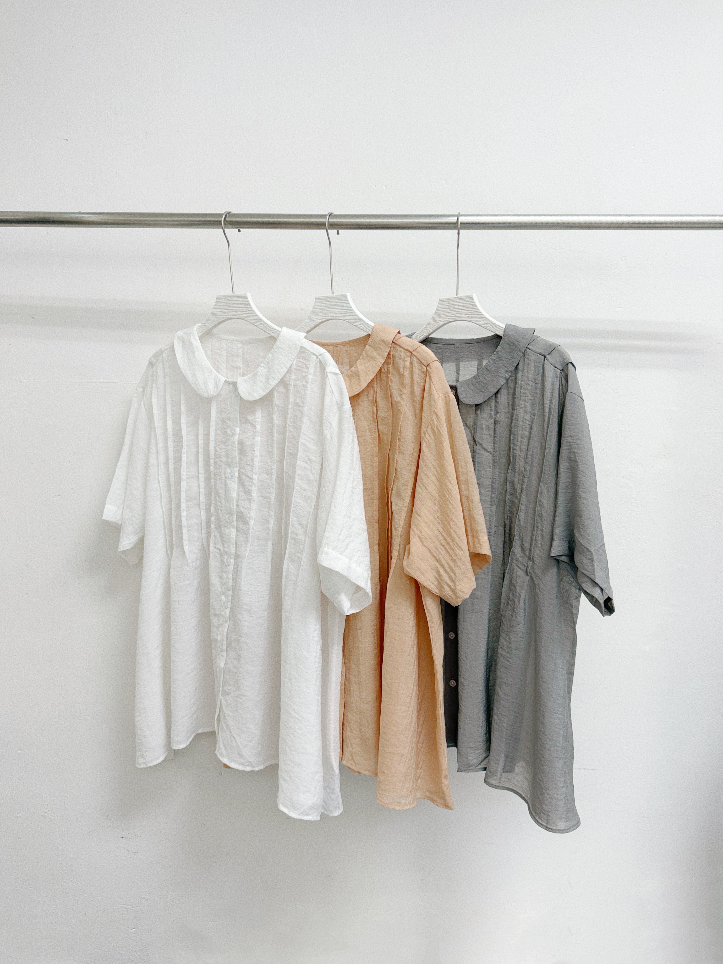 BB領壓褶半透襯衫丨3 col