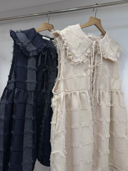 流蘇可拆娃娃領格紋外搭丨4 col