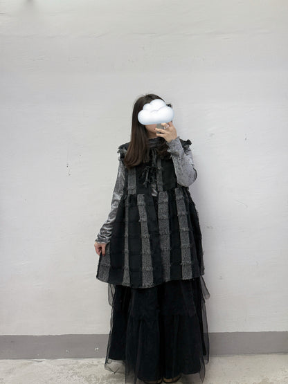 流蘇可拆娃娃領格紋外搭丨4 col