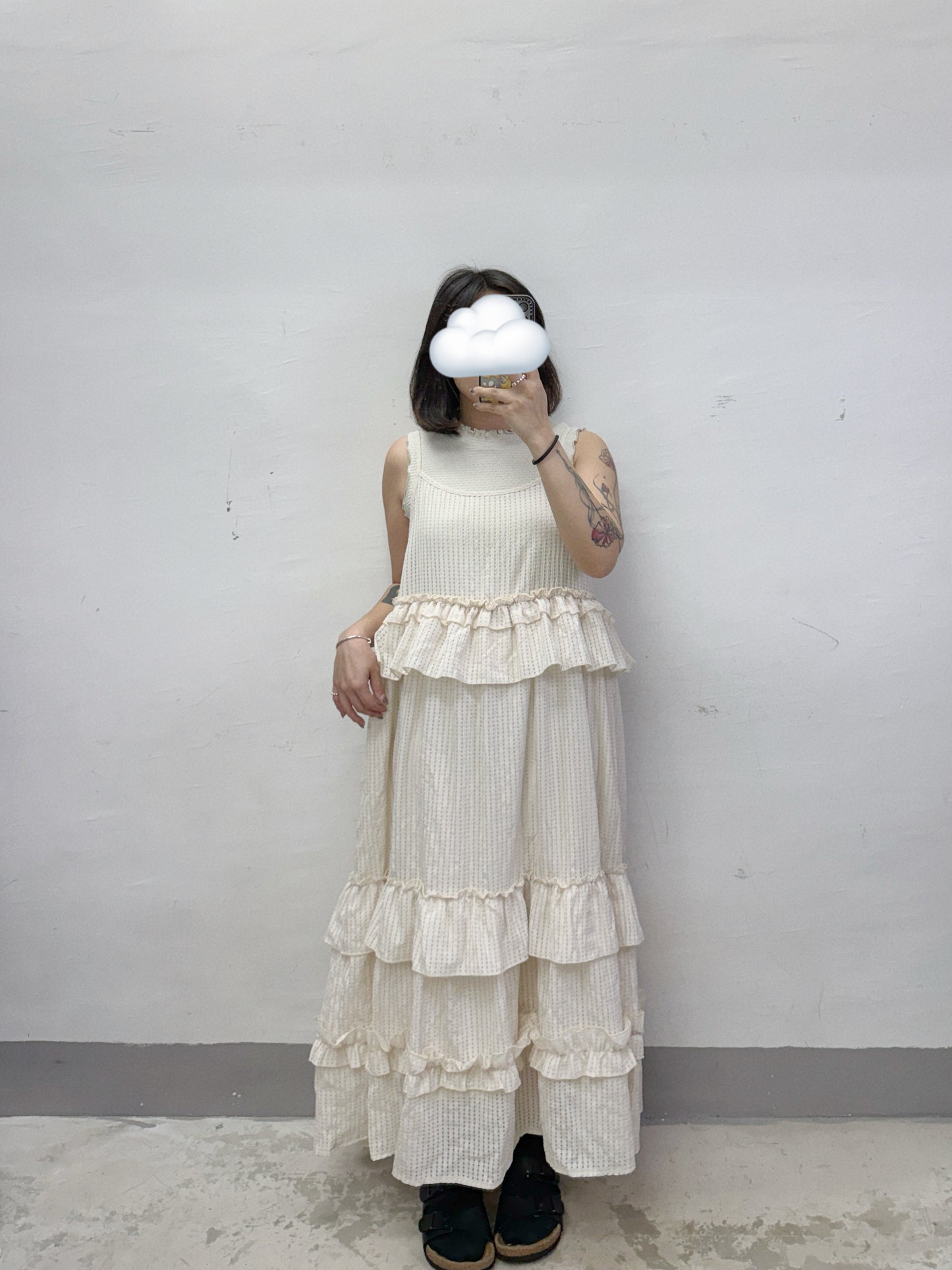 【SALE】格紋ruffle邊吊帶ops丨2 col