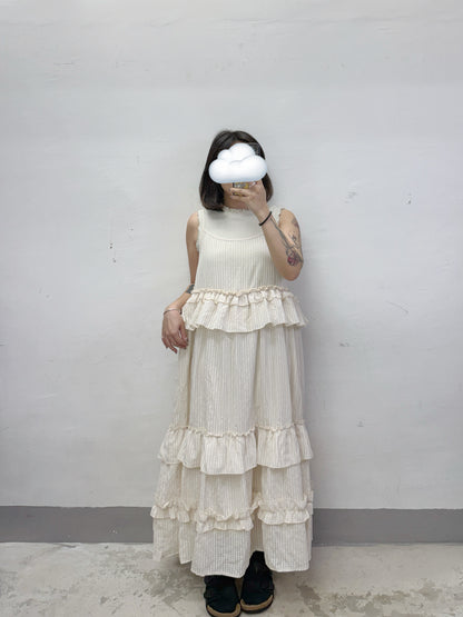 【SALE】格紋ruffle邊吊帶ops丨2 col