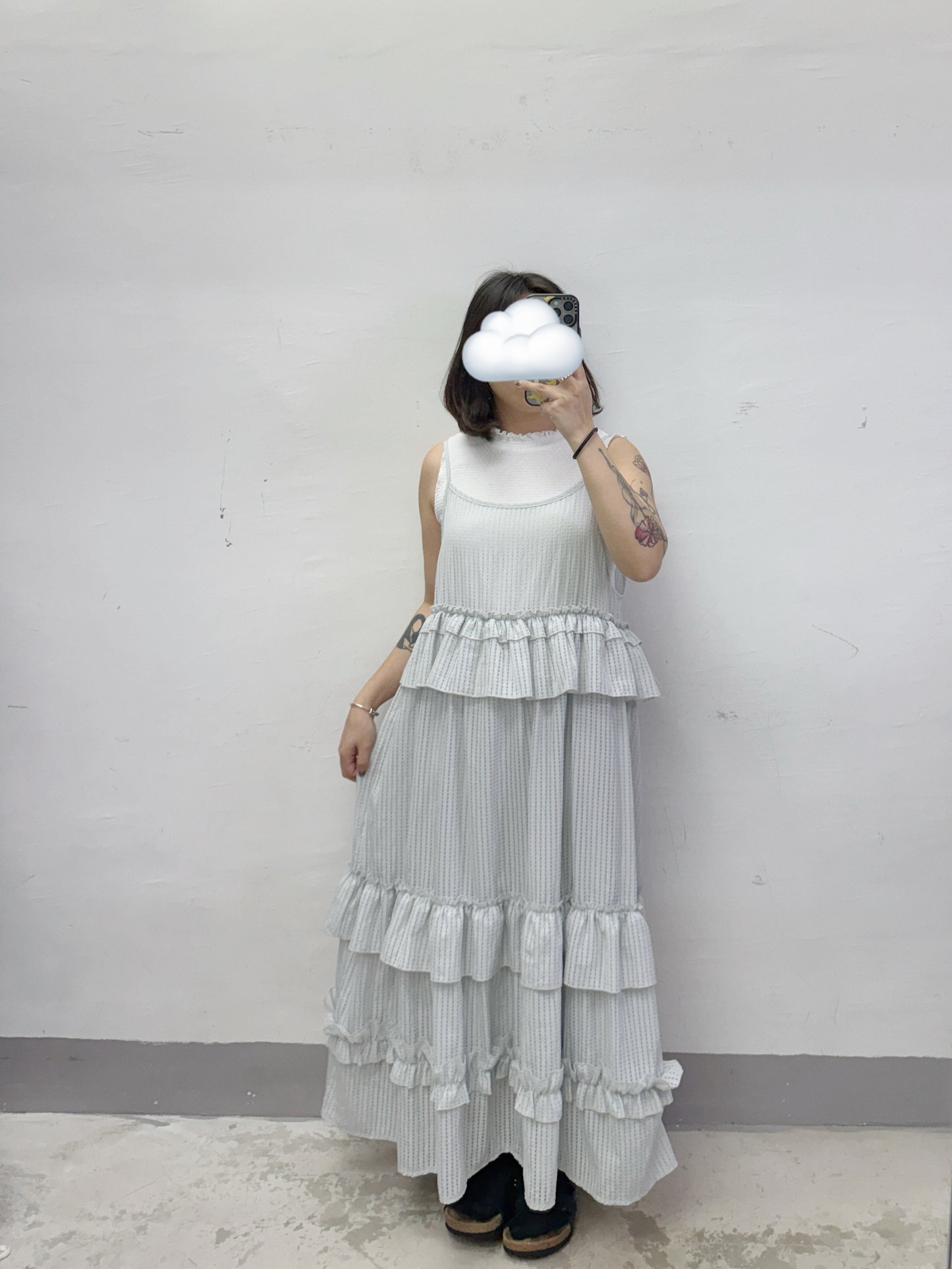 【SALE】格紋ruffle邊吊帶ops丨2 col