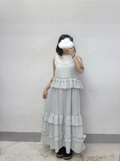 【SALE】格紋ruffle邊吊帶ops丨2 col