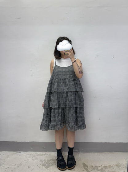 【SALE】格紋層層吊帶ops丨2 col