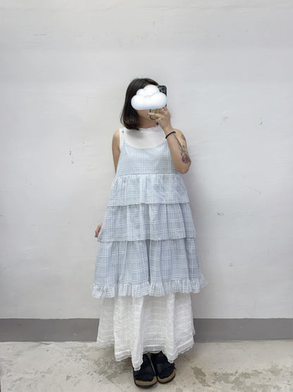 【SALE】格紋層層吊帶ops丨2 col
