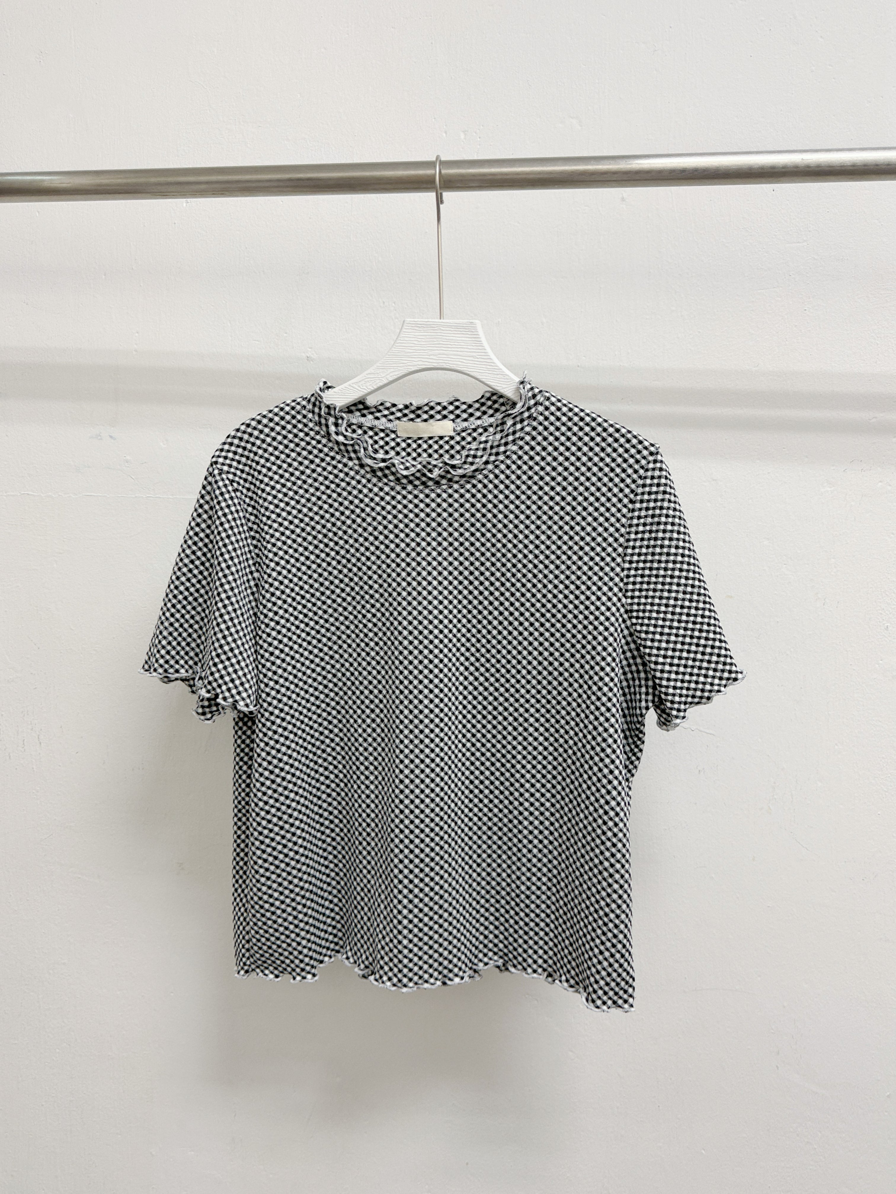 【新品優惠】雙層ruffle領格紋上衣